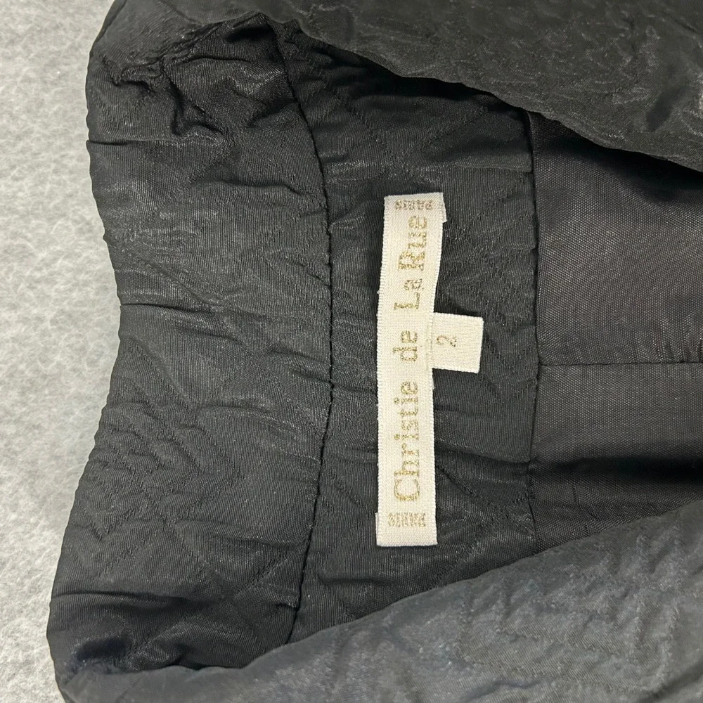 Christie‎ de la Rue Black Quilted Button Front Midi Coat Womens Size 2